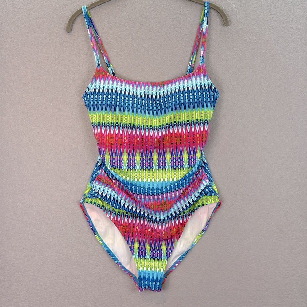 La Blanca - Women's multicolor rainbow one piece Swimsuit size 12